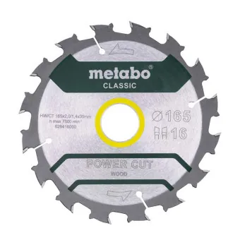 Диск пильный по дереву Metabo Power Cut Classic 165x1.4х30 мм Z16 (арт. 628416000)