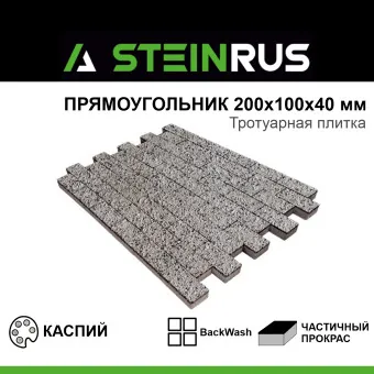 Тротуарная плитка STEINRUS Прямоугольник BackWash Каспий 200х100х40 мм