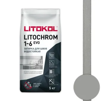 Затирка Litokol Litochrom 1-6 EVO LE.110 стальная серая 5 кг