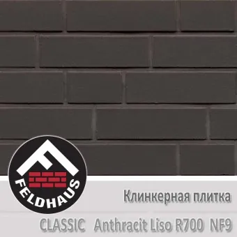 Клинкерная плитка Feldhaus Klinker Anthracit Liso R700 NF9 (240x9x71 мм)
