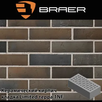 Керамический кирпич BRAER кладка Limited терра 1НФ 250х120х65 мм