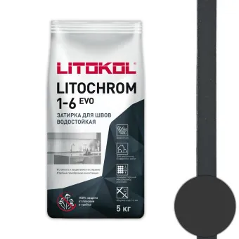 Затирка Litokol Litochrom 1-6 EVO LE.145 чёрный уголь 5 кг