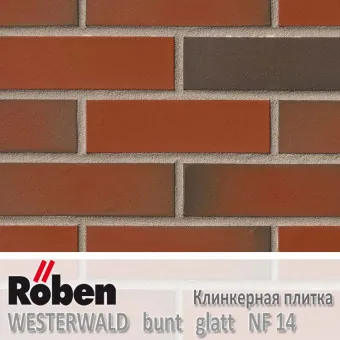 Клинкерная плитка Roben WESTERWALD Bunt Glatt NF 14 240x14x71 мм