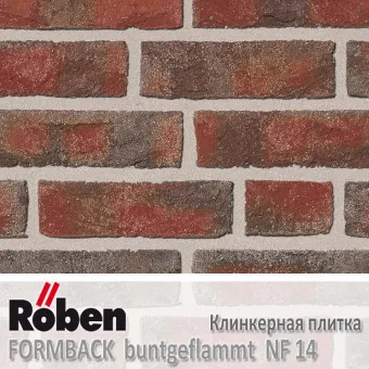 Клинкерная плитка ручной формовки Roben FORMBACK Buntgeflammt NF 14 240x14x71 мм