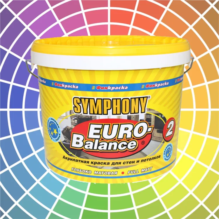 Краска SYMPHONY Euro-Balance 2 для стен и потолков пластиковая банка 9 ...