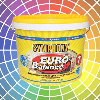 Краска SYMPHONY Euro-Balance 7 для стен и потолков база А пластиковая банка 9 л