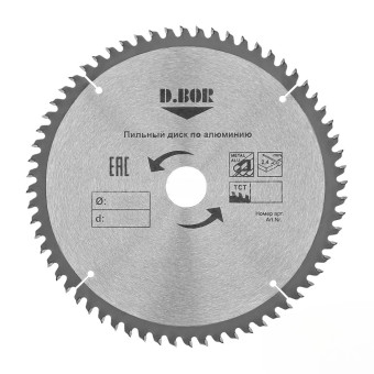 Диск пильный по алюминию D.BOR 190x30/25.4 мм Z54 (арт. D-9K-411905405D)