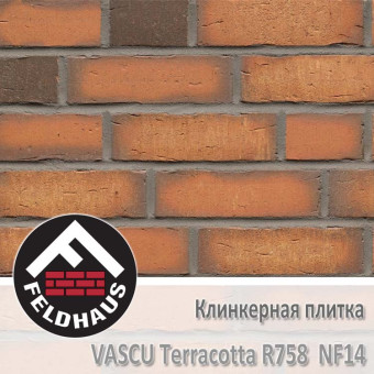 Клинкерная плитка Feldhaus Klinker Vascu Terracotta R758 NF14 (240x14x71 мм)