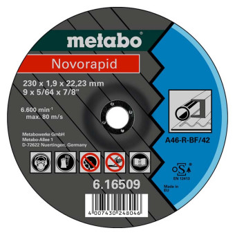 Круг отрезной по металлу Metabo Nоvorapid 230x1.9x22.23 мм (арт. 616509000)