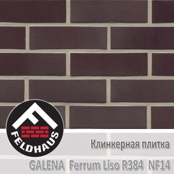 Клинкерная плитка Feldhaus Klinker Galena Ferrum Liso R384 NF14 (240x14x71 мм)
