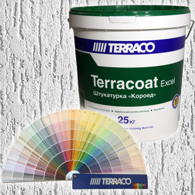 Декоративная фасадная акриловая штукатурка Terraco Terracoat XL фактура короед зерно 2,5 мм ведро 25 кг цвет