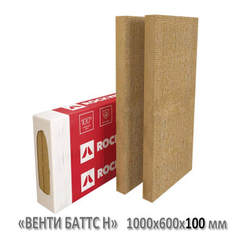 Утеплитель ROCKWOOL Венти Баттс Н 37 кг/м3, 1000 х 600 х 100 мм, 5 шт/уп