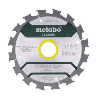 Диск пильный по дереву Metabo Power Cut Classic 165x1.4х30 мм Z16 (арт. 628416000)