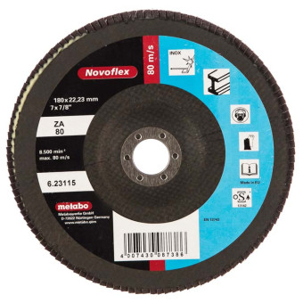 Круг лепестковый торцевой Metabo Novoflex N-ZK P80 180x22.23 мм (арт. 623115000)