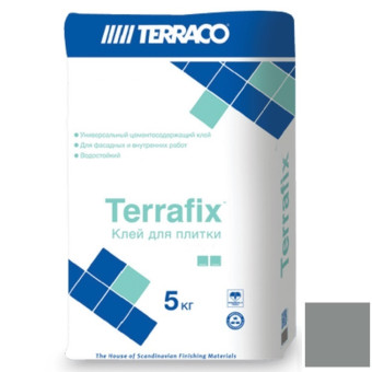 Клей цементный Terraco Terrafix Grey для плитки и камня серый 5 кг Клей цементный Terraco Terrafix Grey для плитки и камня серый 5 кг