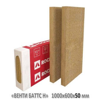 Утеплитель ROCKWOOL Венти Баттс Н 37 кг/м3, 1000 х 600 х 50 мм, 10 шт/уп