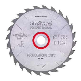 Диск пильный по дереву Metabo Precision Cut Professional 165x1.4х20 мм Z24 (арт. 628290000)
