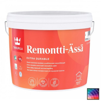 Краска Tikkurila Remontti Assa для стен и потолков база С 2,7 л Краска Tikkurila Remontti Assa для стен и потолков база С 2,7 л