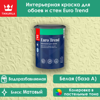 Краска Tikkivala (Tikkurila) Euro Trend для стен и обоев база А 0.9 л
