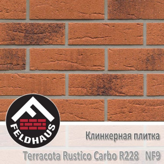 Клинкерная плитка Feldhaus Klinker Terracota Rustico Carbo R228 NF9 (240x9x71 мм)