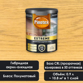 Лазурь Pinotex Extreme для древесины база CLR 0.9 л Лазурь Pinotex Extreme для древесины база CLR 0.9 л