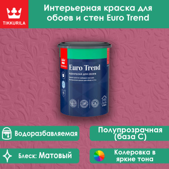 Краска Tikkivala (Tikkurila) Euro Trend для стен и обоев база С 0.9 л