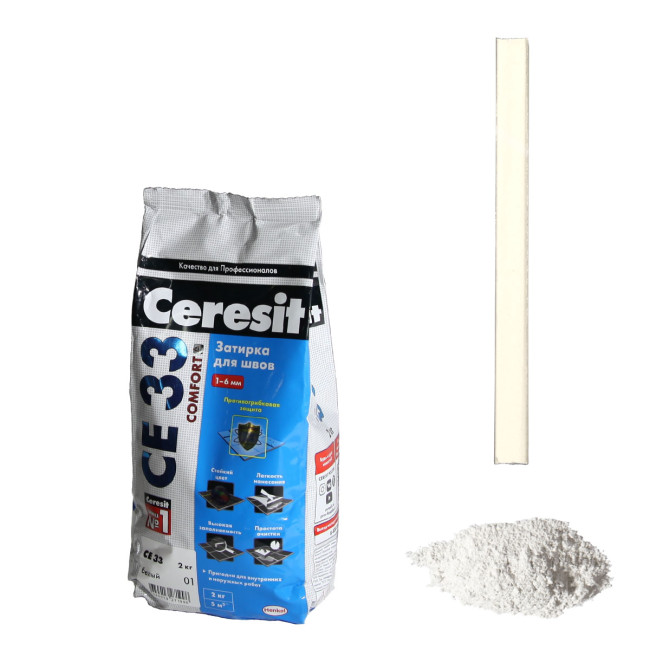 Затирка Ceresit CE 33 Comfort №01 белая 2 кг Церезит 33 белый 01