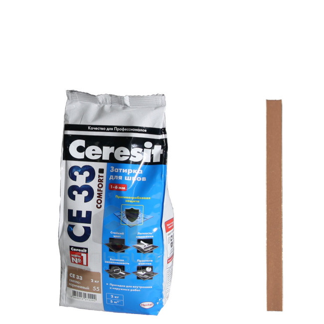 Затирка Ceresit CE 33 Comfort №55 светло-коричневая 2 кг Церезит СЕ33 55 светло коричневый