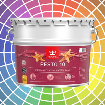 Эмаль Tikkurila Pesto 10 для стен и потолков база А 9 л