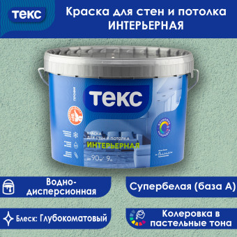 Краска ТЕКС ПРОФИ интерьерная для стен и потолков 9 л