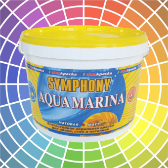 Краска SYMPHONY Aqua Marina для стен и потолков база AP 9 л