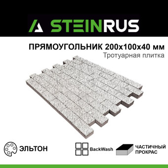 Тротуарная плитка STEINRUS Прямоугольник BackWash Эльтон 200х100х40 мм