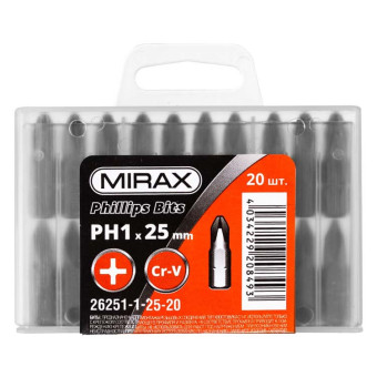 Биты MIRAX C 1/4" PH1 25 мм 20 шт арт.26251-1-25-20