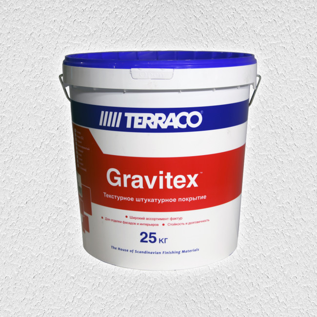 Декоративная штукатурка Terraco Gravitex Fine "шагрень" 25 кг мелкозернистый фактура