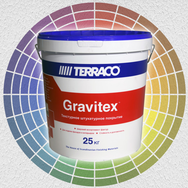 Декоративная штукатурка Terraco Gravitex Fine "шагрень" 25 кг мелкозернистый фактура