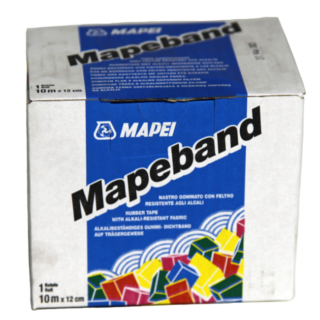 Гидроизоляционная лента Mapei Mapeband 10 мп х 12 см фото упаковки для усиления гидроизоляции в углах стена пол