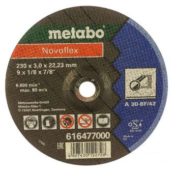 Круг отрезной по металлу Metabo Novoflex 230x3.0x22.23 мм вогнутый (арт. 616477000)