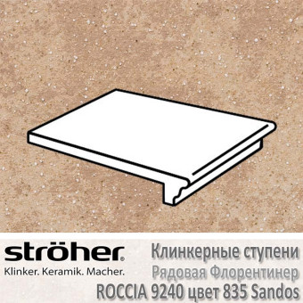 Клинкерная ступень флорентинер Stroeher Roccia рядовая 340 х 240 х 12 мм цвет 9240.0835 sandos