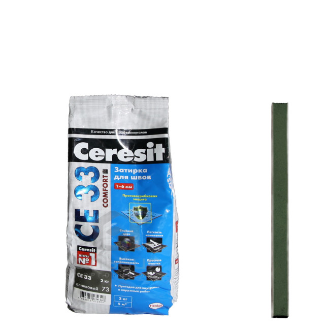 Затирка Ceresit CE 33 Comfort №73 оливковая 2 кг Церезит 33 оливковый 73