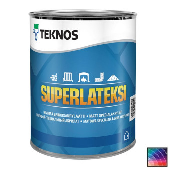 Краска Teknos Superlateksi для стен и потолков база 1 0,9 л Краска Teknos Superlateksi для стен и потолков база 1 0,9 л