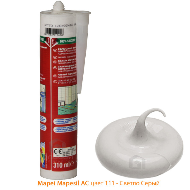 Силиконовый герметик Mapei Mapesil AC №111 светло-серый 310 мл фото цвета