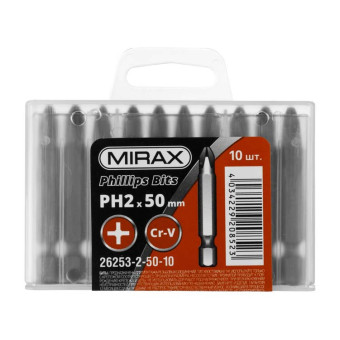 Биты MIRAX E 1/4" PH2 50 мм 10 шт арт.26253-2-50-10