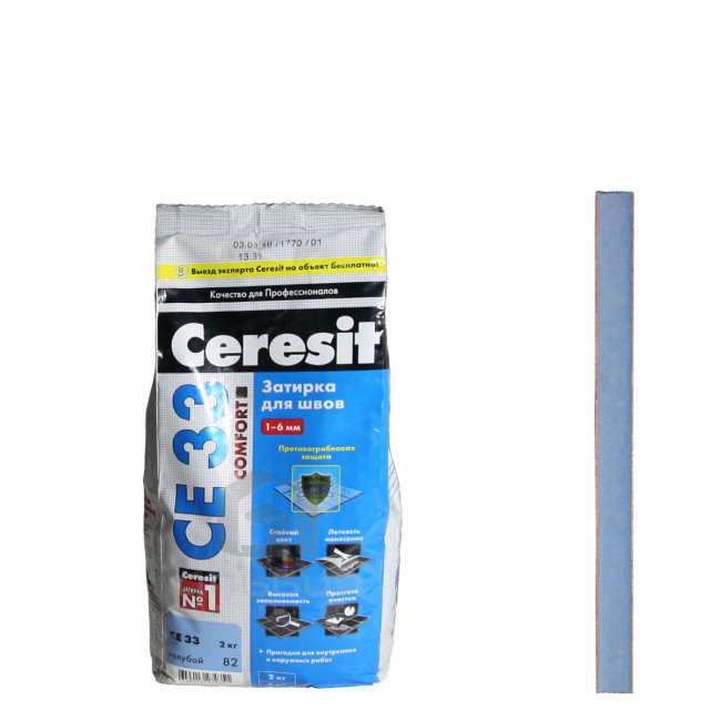 Затирка Ceresit CE 33 Comfort №82 голубая 2 кг Церезит 33 голубой 82