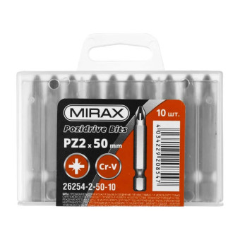 Биты MIRAX E 1/4" PZ2 50 мм 10 шт арт.26254-2-50-10