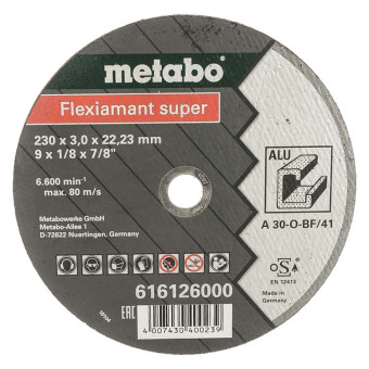 Круг отрезной по алюминию Metabo Flexiamant Super 230x3.0x22.23 мм (арт. 616126000)