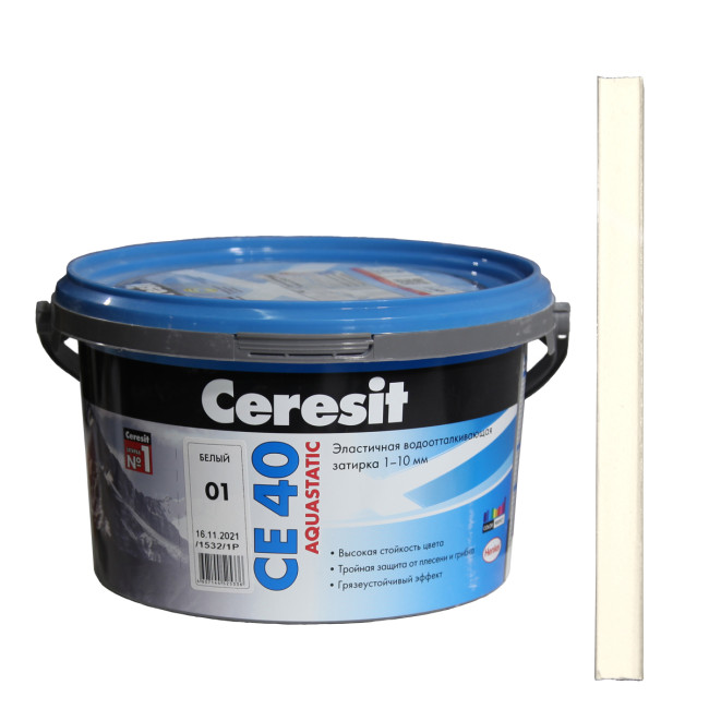Затирка Ceresit CE 40 Aquastatic №01 белая 2 кг церезит се 40 белая фото палитра цвета
