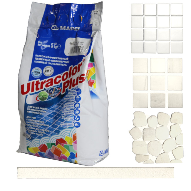 Затирка Mapei Ultracolor Plus №100 белая Мапей Ультраколор Плюс фасовка 5 кг купить 