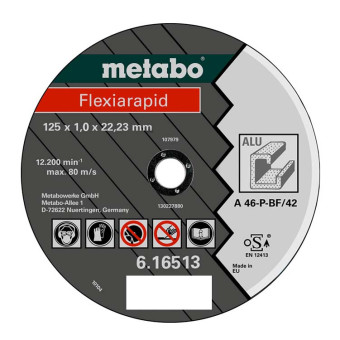 Круг отрезной по алюминию Metabo Flexiarapid 125x1.0x22.23 мм (арт. 616513000)
