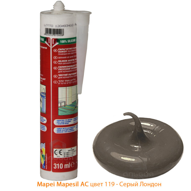 Силиконовый герметик Mapei Mapesil AC №119 серый Лондон 310 мл