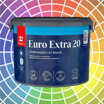 Краска Tikkurila Euro Extra 20 для влажных помещений база А 9 л